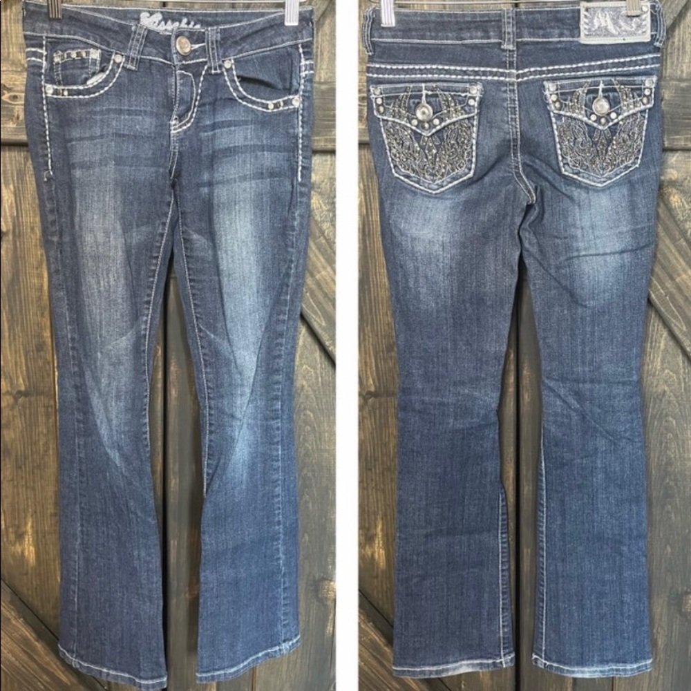 Miss Chic Embellished Boot Cut Jeans - Size 1